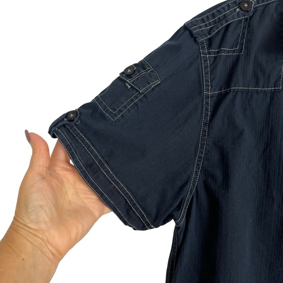 Vintage Men’s Y2K GUESS Dark Blue Casual Button Down Shirt 100% Cotton Small - Picture 6 of 9